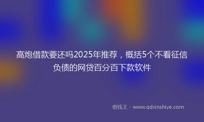 高炮借款要还吗2025年推荐，概括5个不看征信负债的网贷百分百下款软件