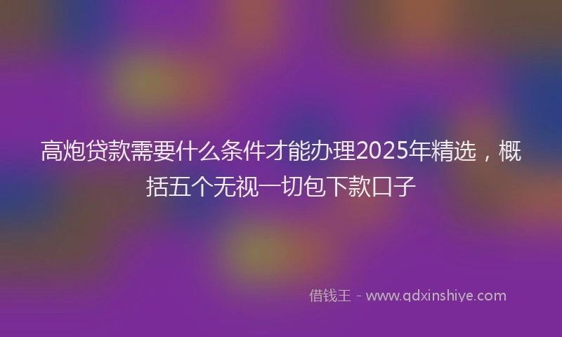 高炮贷款需要什么条件才能办理2025年精选，概括五个无视一切包下款口子