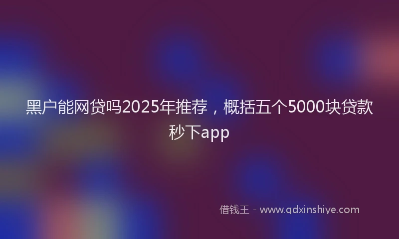 黑户能网贷吗2025年推荐，概括五个5000块贷款秒下app