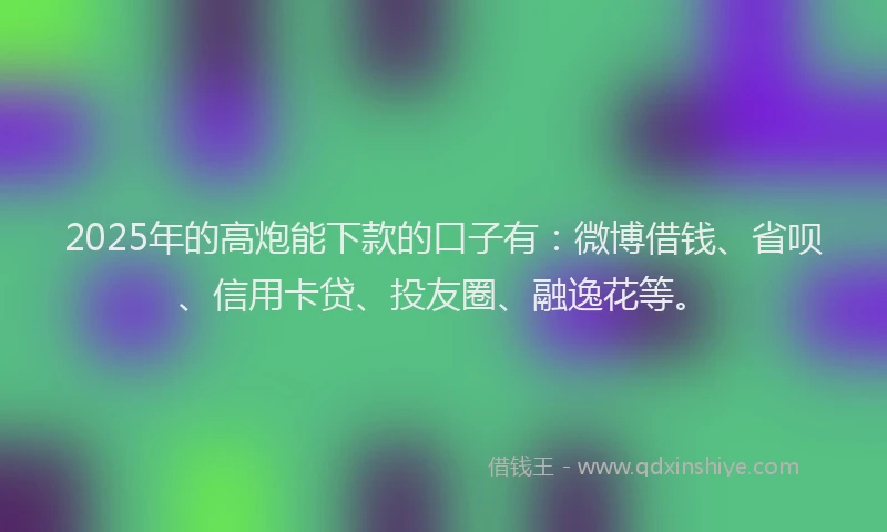 2025年的高炮能下款的口子有：微博借钱、省呗、信用卡贷、投友圈、融逸花等。