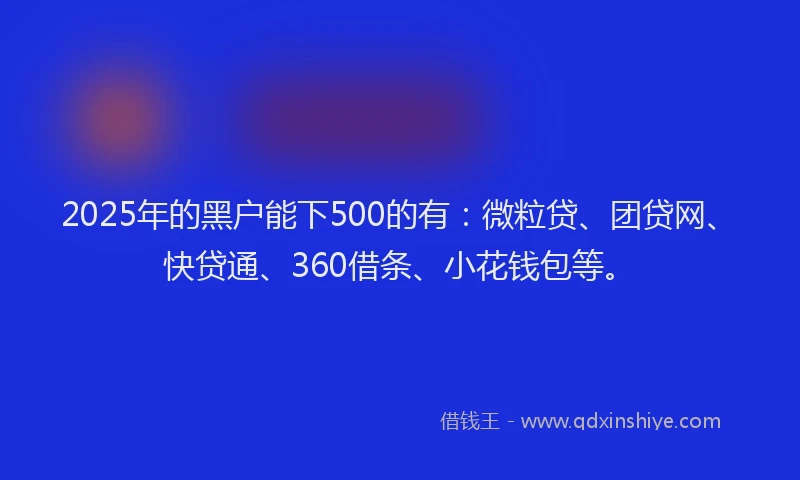 2025年的黑户能下500的有：微粒贷、团贷网、快贷通、360借条、小花钱包等。