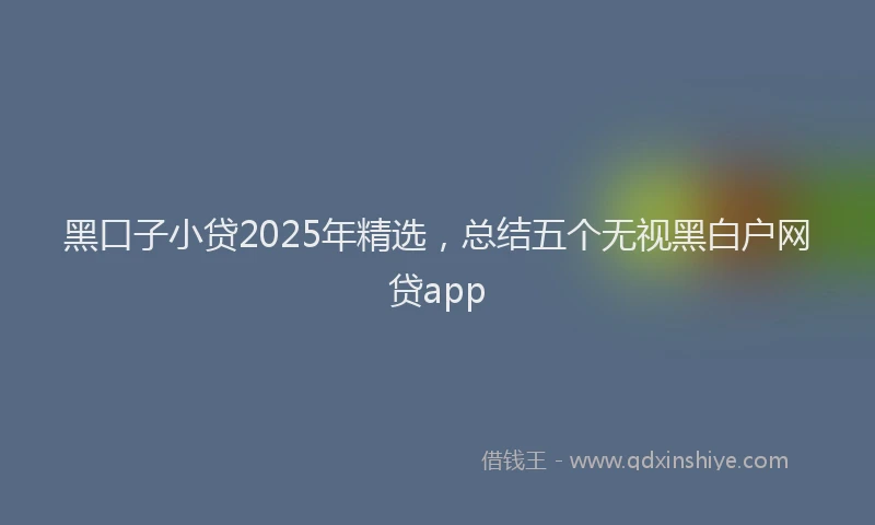 黑口子小贷2025年精选，总结五个无视黑白户网贷app