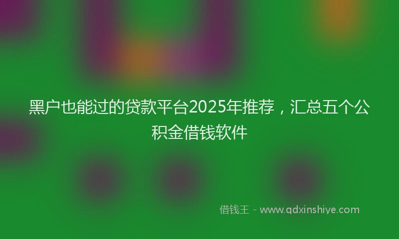 黑户也能过的贷款平台2025年推荐，汇总五个公积金借钱软件