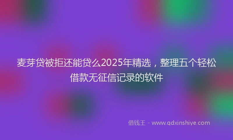 麦芽贷被拒还能贷么2025年精选，整理五个轻松借款无征信记录的软件
