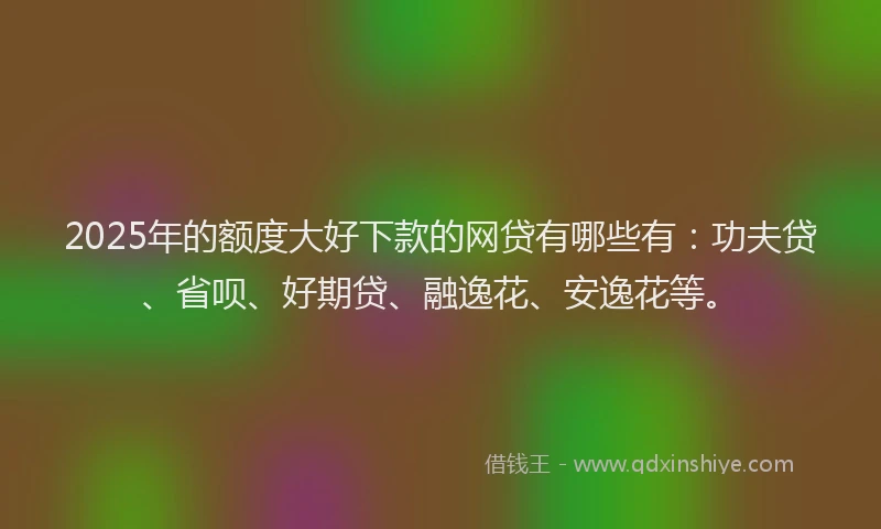 2025年的额度大好下款的网贷有哪些有：功夫贷、省呗、好期贷、融逸花、安逸花等。