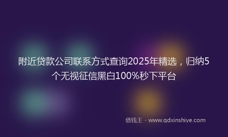 附近贷款公司联系方式查询2025年精选，归纳5个无视征信黑白100%秒下平台