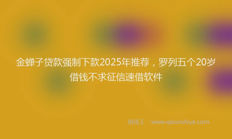 金蝉子贷款强制下款2025年推荐，罗列五个20岁借钱不求征信速借软件