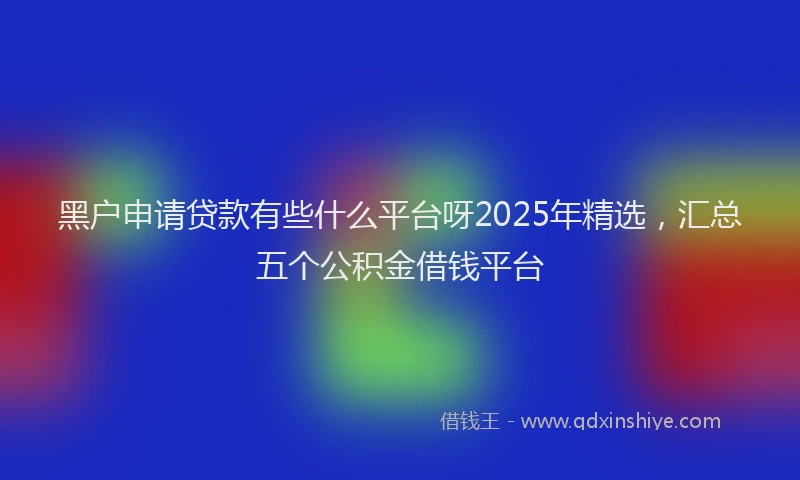 黑户申请贷款有些什么平台呀2025年精选，汇总五个公积金借钱平台