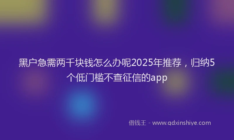 黑户急需两千块钱怎么办呢2025年推荐，归纳5个低门槛不查征信的app
