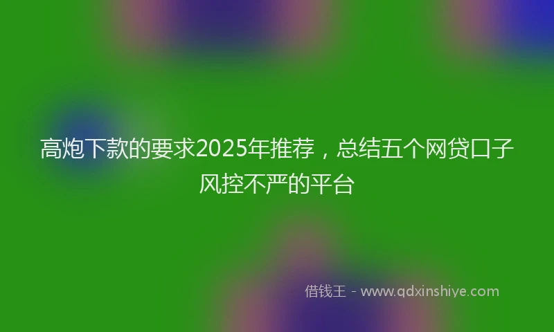 高炮下款的要求2025年推荐，总结五个网贷口子风控不严的平台