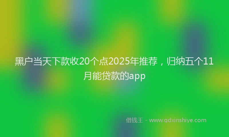 黑户当天下款收20个点2025年推荐，归纳五个11月能贷款的app