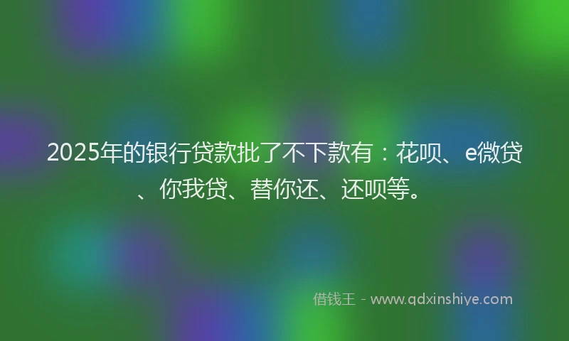 2025年的银行贷款批了不下款有：花呗、e微贷、你我贷、替你还、还呗等。