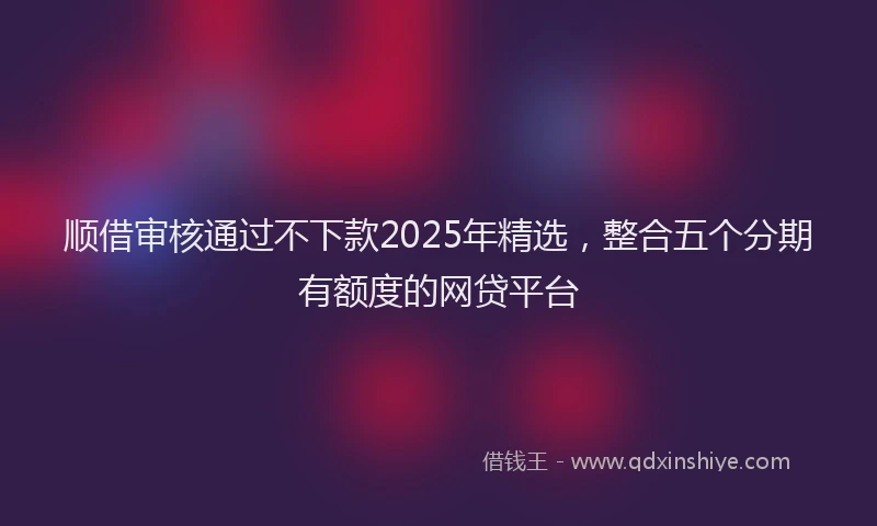 顺借审核通过不下款2025年精选，整合五个分期有额度的网贷平台