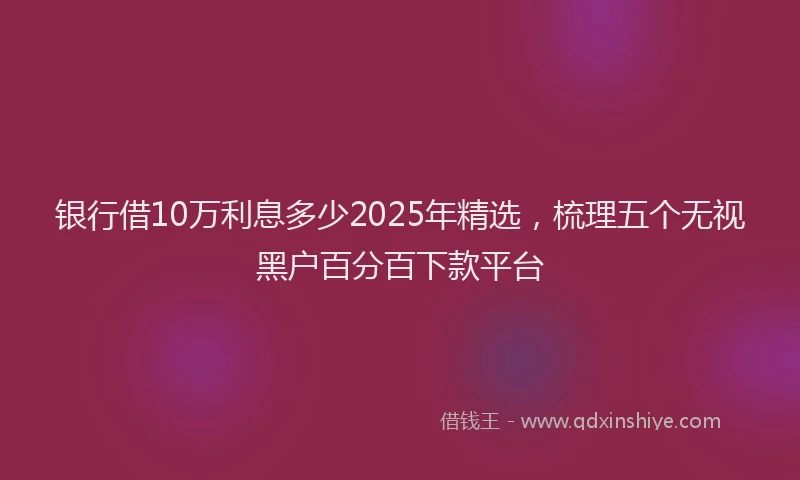 银行借10万利息多少2025年精选，梳理五个无视黑户百分百下款平台