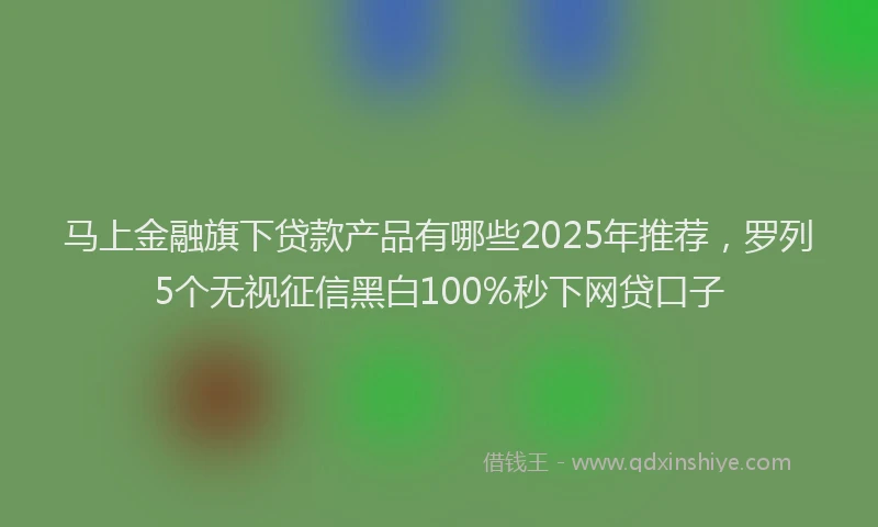 马上金融旗下贷款产品有哪些2025年推荐，罗列5个无视征信黑白100%秒下网贷口子