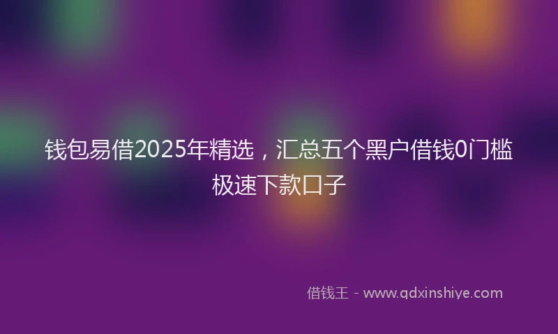 钱包易借2025年精选，汇总五个黑户借钱0门槛极速下款口子