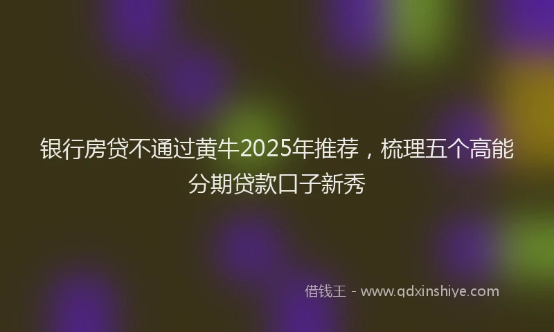 银行房贷不通过黄牛2025年推荐，梳理五个高能分期贷款口子新秀