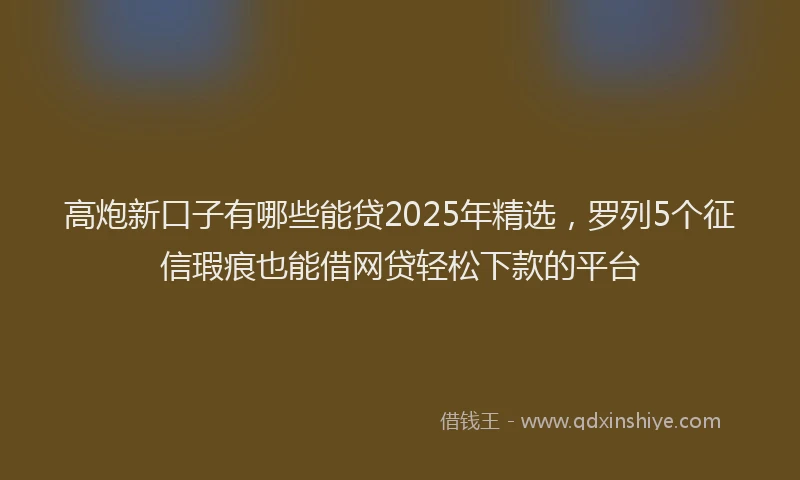 高炮新口子有哪些能贷2025年精选，罗列5个征信瑕疵也能借网贷轻松下款的平台