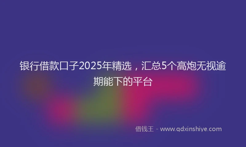 银行借款口子2025年精选，汇总5个高炮无视逾期能下的平台