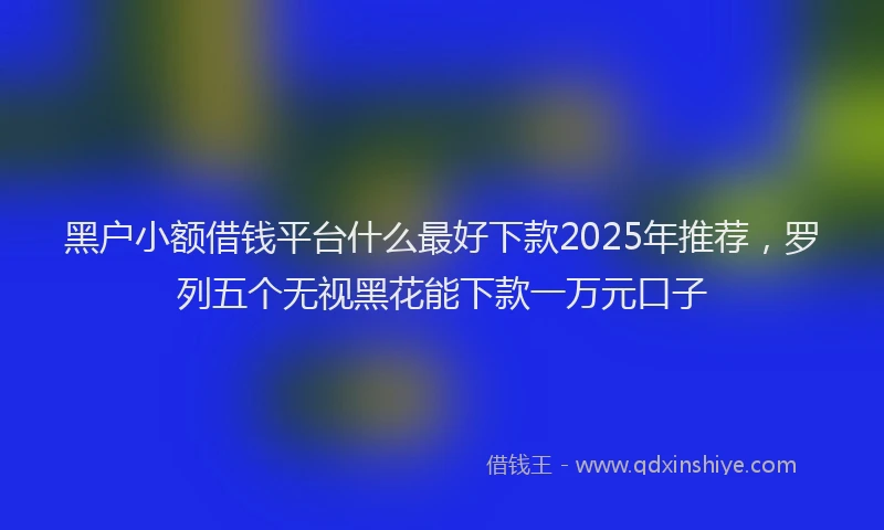 黑户小额借钱平台什么最好下款2025年推荐，罗列五个无视黑花能下款一万元口子