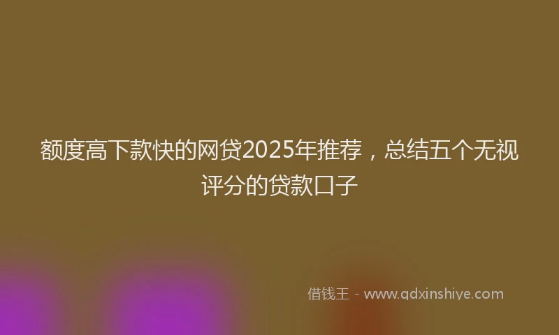 额度高下款快的网贷2025年推荐，总结五个无视评分的贷款口子