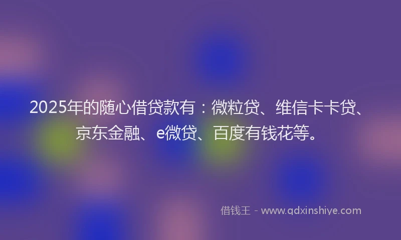 2025年的随心借贷款有：微粒贷、维信卡卡贷、京东金融、e微贷、百度有钱花等。