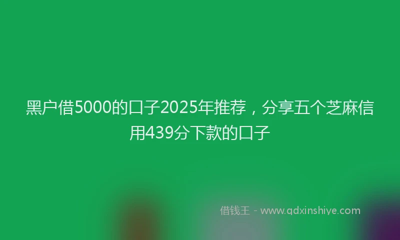 黑户借5000的口子2025年推荐，分享五个芝麻信用439分下款的口子