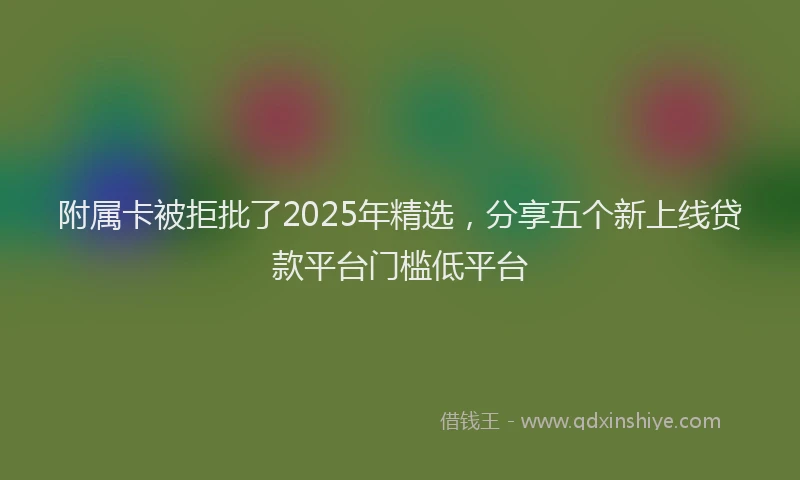 附属卡被拒批了2025年精选，分享五个新上线贷款平台门槛低平台