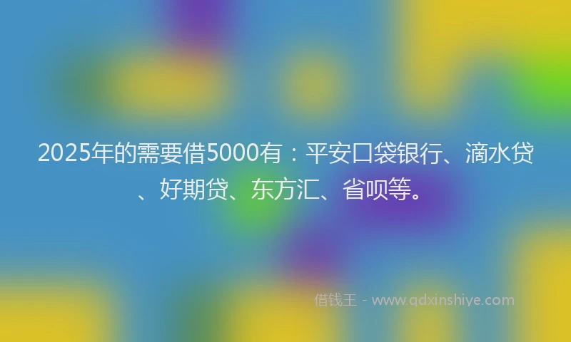 2025年的需要借5000有：平安口袋银行、滴水贷、好期贷、东方汇、省呗等。