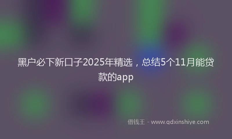 黑户必下新口子2025年精选，总结5个11月能贷款的app