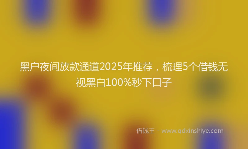 黑户夜间放款通道2025年推荐，梳理5个借钱无视黑白100%秒下口子