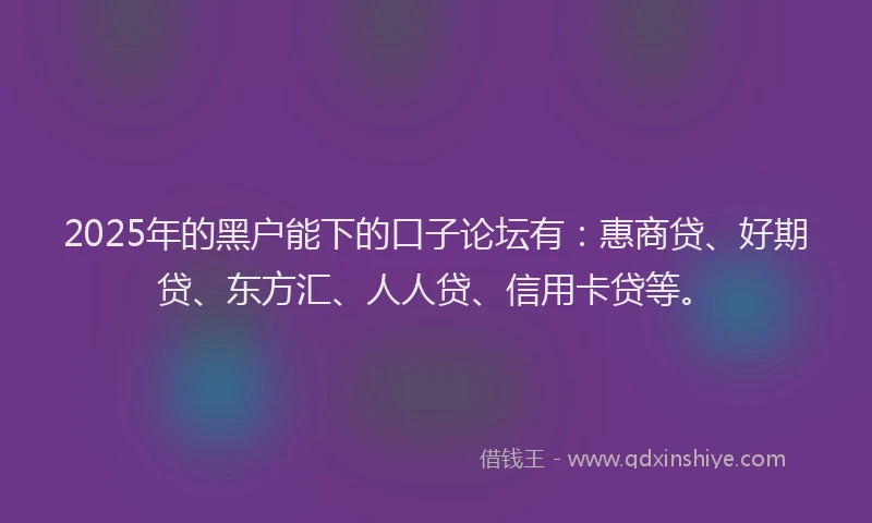 2025年的黑户能下的口子论坛有：惠商贷、好期贷、东方汇、人人贷、信用卡贷等。
