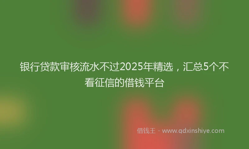 银行贷款审核流水不过2025年精选，汇总5个不看征信的借钱平台