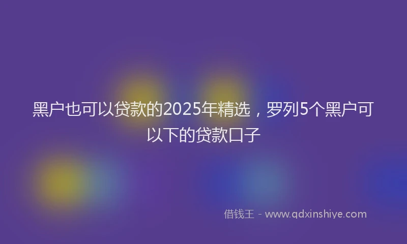 黑户也可以贷款的2025年精选，罗列5个黑户可以下的贷款口子