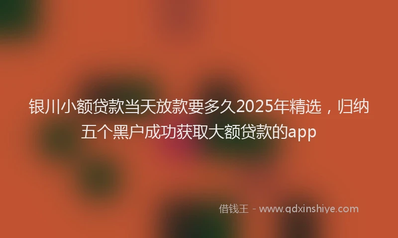 银川小额贷款当天放款要多久2025年精选，归纳五个黑户成功获取大额贷款的app