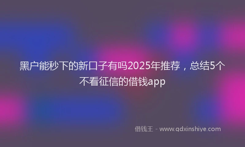 黑户能秒下的新口子有吗2025年推荐，总结5个不看征信的借钱app