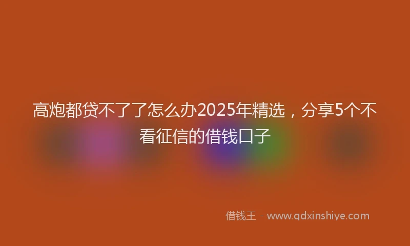 高炮都贷不了了怎么办2025年精选，分享5个不看征信的借钱口子