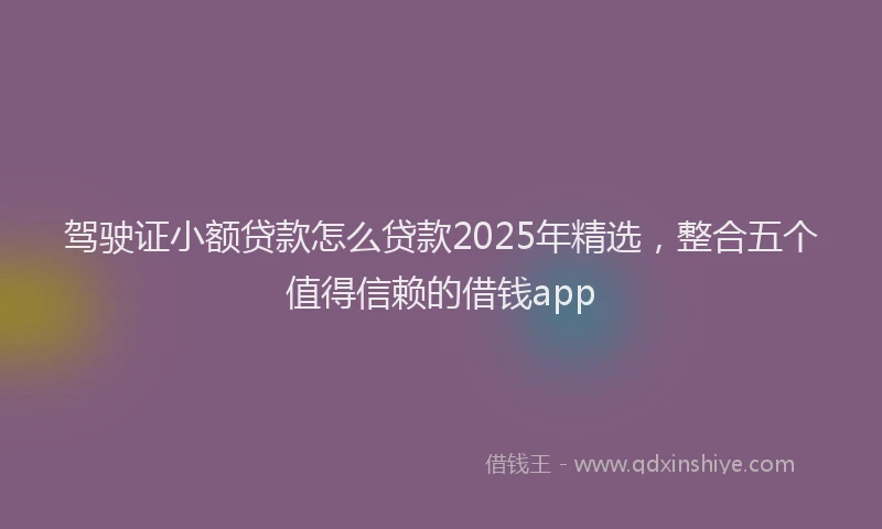 驾驶证小额贷款怎么贷款2025年精选，整合五个值得信赖的借钱app