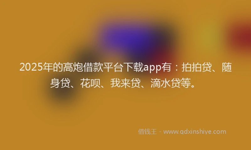 2025年的高炮借款平台下载app有：拍拍贷、随身贷、花呗、我来贷、滴水贷等。