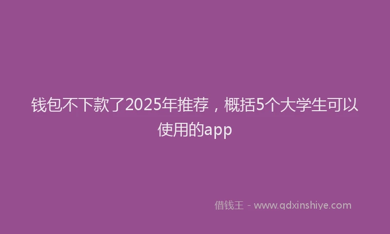 钱包不下款了2025年推荐，概括5个大学生可以使用的app