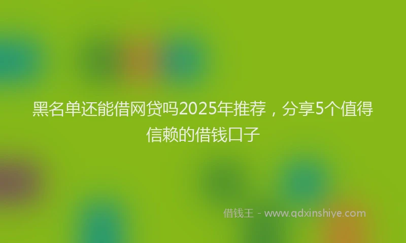 黑名单还能借网贷吗2025年推荐，分享5个值得信赖的借钱口子