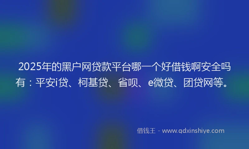 2025年的黑户网贷款平台哪一个好借钱啊安全吗有：平安i贷、柯基贷、省呗、e微贷、团贷网等。