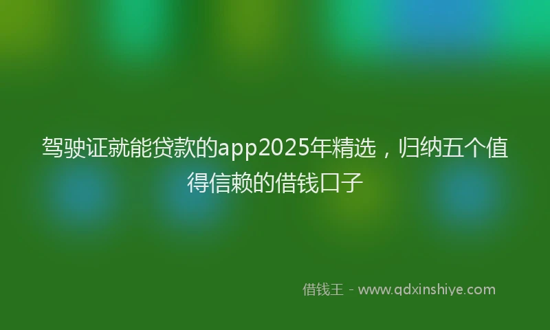 驾驶证就能贷款的app2025年精选,归纳五个值得信赖的借钱口子