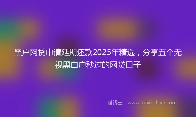 黑户网贷申请延期还款2025年精选，分享五个无视黑白户秒过的网贷口子