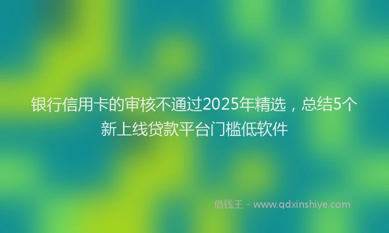 银行信用卡的审核不通过2025年精选，总结5个新上线贷款平台门槛低软件