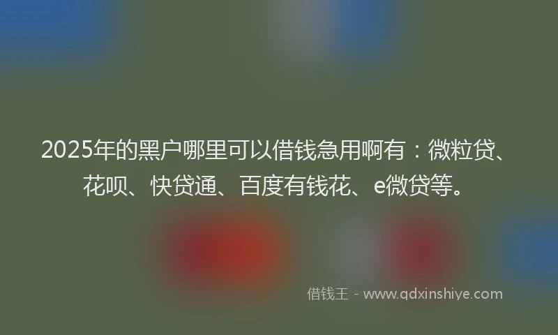 2025年的黑户哪里可以借钱急用啊有：微粒贷、花呗、快贷通、百度有钱花、e微贷等。
