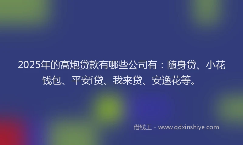 2025年的高炮贷款有哪些公司有：随身贷、小花钱包、平安i贷、我来贷、安逸花等。