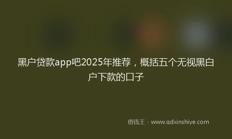 黑户贷款app吧2025年推荐，概括五个无视黑白户下款的口子