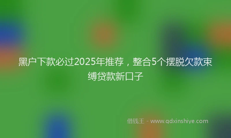 黑户下款必过2025年推荐，整合5个摆脱欠款束缚贷款新口子