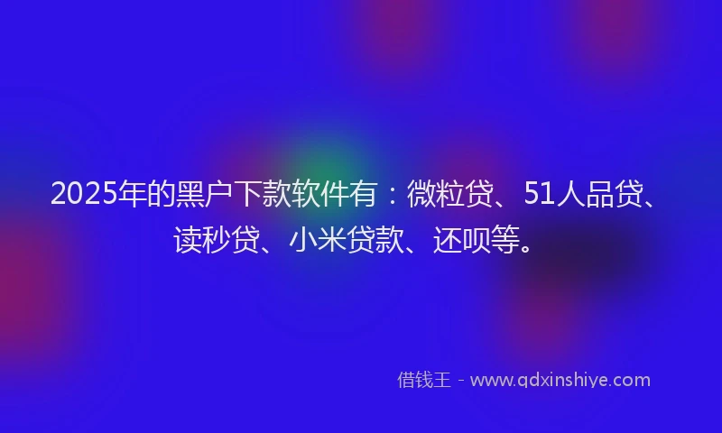 2025年的黑户下款软件有：微粒贷、51人品贷、读秒贷、小米贷款、还呗等。